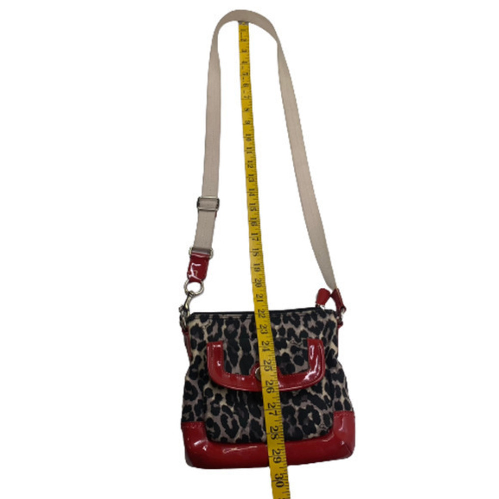 COACH Ocelot & Red Patent Leather Swingpack Crossbody Mini Purse - Picture 13 of 13
